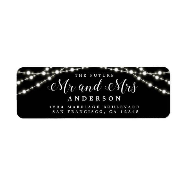 Étiquette Futur M. Mme Rustic Lights Mariage Adresse de reto (Devant)