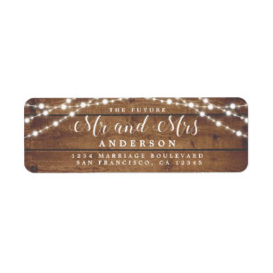 Étiquette Futur M. Mme Rustic Lights Mariage Adresse de reto