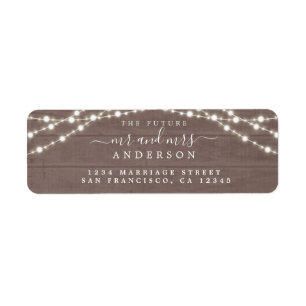 Étiquette Futur M. Mme Rustic Lights Mariage Adresse de reto
