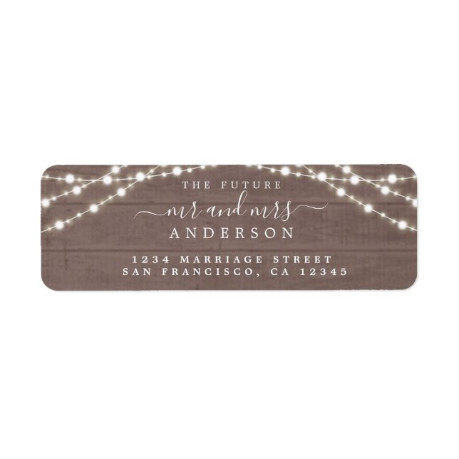 Étiquette Futur M. Mme Rustic Lights Mariage Adresse de reto (Devant)