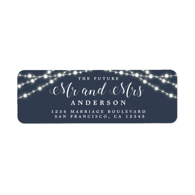Étiquette Futur M. Mme Rustic Lights Mariage Adresse de reto (Devant)