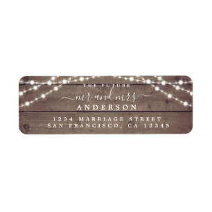 Étiquette Futur M. Mme Rustic Lights Mariage Adresse de reto