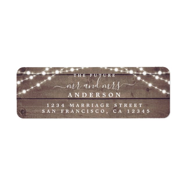 Étiquette Futur M. Mme Rustic Lights Mariage Adresse de reto (Devant)