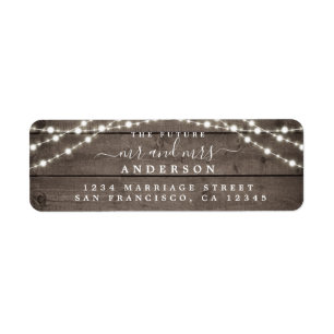 Étiquette Futur M. Mme Rustic Lights Mariage Retour Adresse