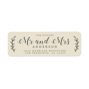 Étiquette Futur M. Mme Script Antique White Adresse de retou