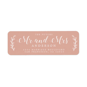 Étiquette Futur M. Mme Script Dusty Pink Adresse de retour