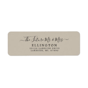 Étiquette Futur M. & Mme Taupe Mariage Adresse de retour Lab