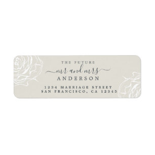 Étiquette Futur M. Mme White Floral Mariage Adresse de retou