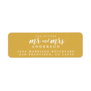 Étiquette Futur M. Mme Yellow Ochre Mariage Adresse de retou