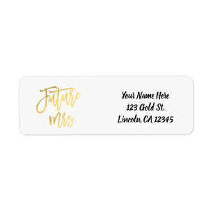 Étiquette Futur Mme Faux Gold Foil Script moderne chic