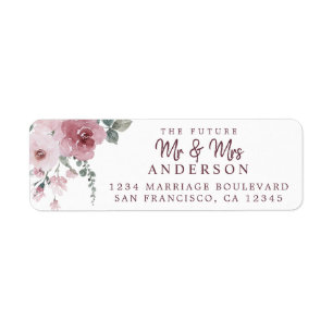 Étiquette Future M. Mme Dusty Rose Floral Adresse de retour