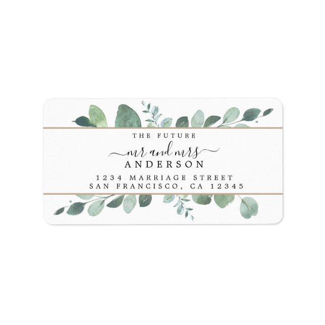 Étiquette Future M. Mme Greenery Mariage Adresse de retour (Devant)