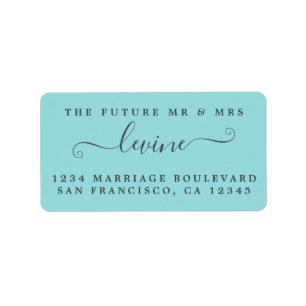 Étiquette Future M. Mme Turquoise Mariage Adresse de retour