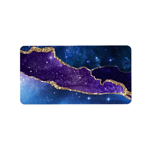 Étiquette Galaxie en pierre de taille marbrée de Faux (Devant)