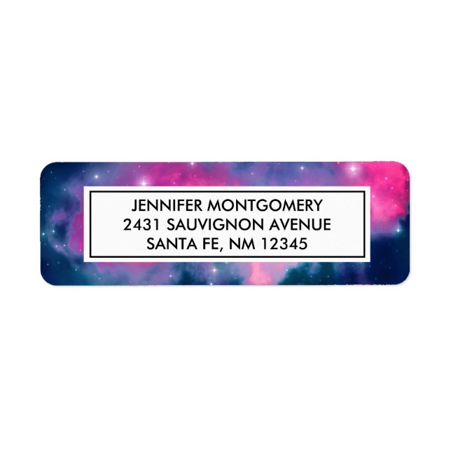 Étiquette Galaxie rose & bleu Nebula & étoiles Abstrait (Devant)