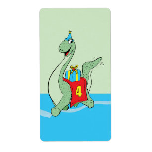 Étiquette Garçon, 4e anniversaire Dinosaur