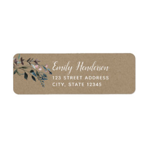 Étiquette Garden Crest Rustic Kraft Floral Adresse de retour