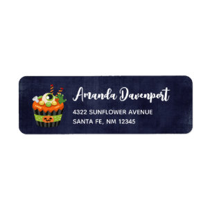 Étiquette Gâteau cupcake Halloween mignon et effrayant avec 