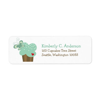 Étiquette Gâteau Cupcake Papillon Fille Vert Fantaisie Anniv