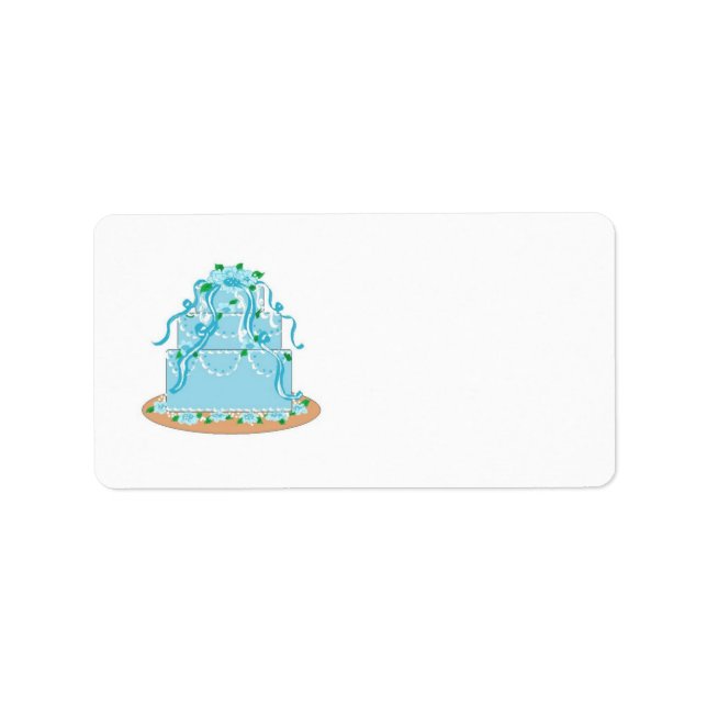 Étiquette Gâteau de Mariage Bleu Élégant (Devant)