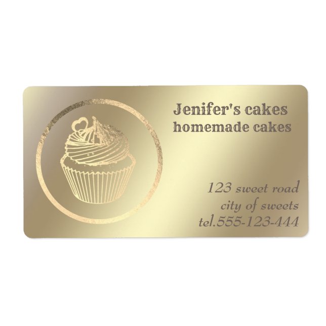 Étiquette Gâteaux et friandises faits maison en feuille d'or (Devant)