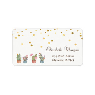 Étiquette Gaufrage de confettis en or faux avec succulentes 