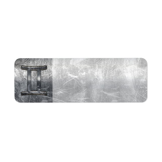 Étiquette Gemini Sign en Distressed Siver Steel (Devant)