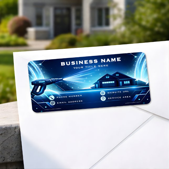 Étiquette Geometric Residential Pressure Washing Glow (Créateur téléchargé)