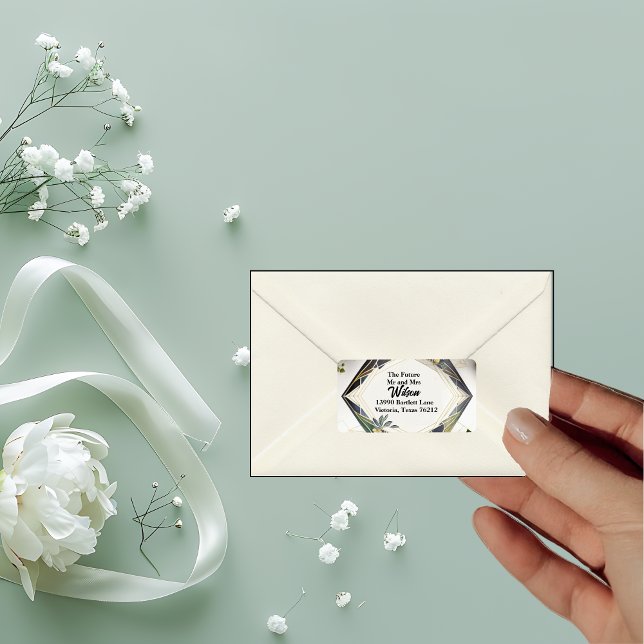 Étiquette Géométrique moderne avec petites fleurs Adresse de (Créateur téléchargé)