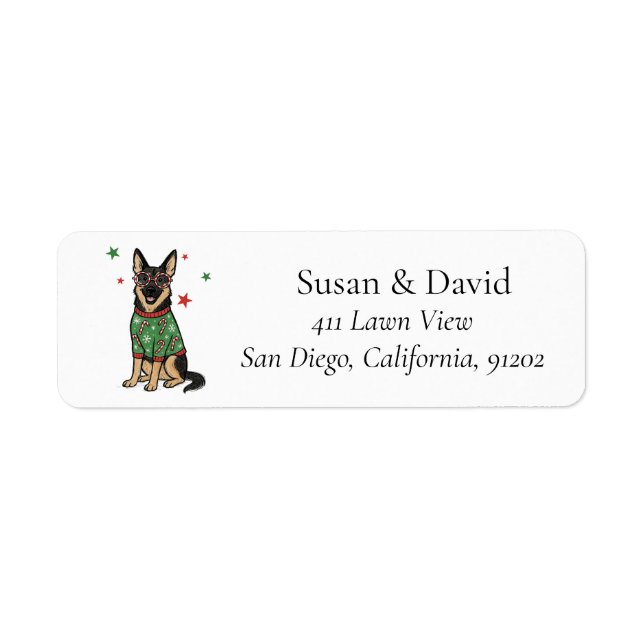 Étiquette German Shepherd Christmas Pet Dog (Devant)