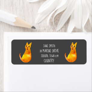 Étiquette Ginger cat mignon aquarelle illustration art