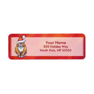 Étiquette Ginger Chat Noël Sur Rouge