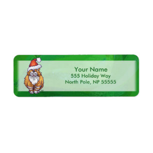 Étiquette Ginger Chat Noël Sur Vert
