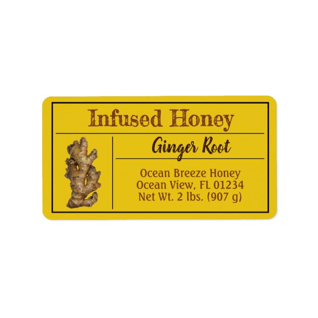 Étiquette Ginger infusé de miel produit (Devant)