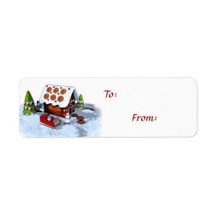 Étiquette Gingerbread House Self-Stick Holiday Tags cadeaux