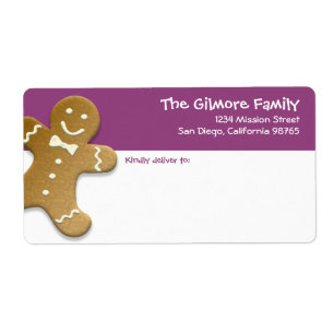 Étiquette Gingerbread man cookie violet plaisir de vacances