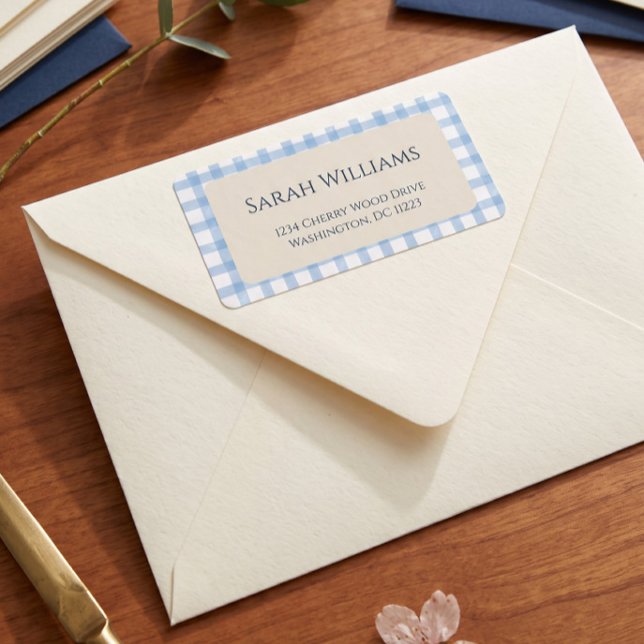 Étiquette Gingham Bleu  (Créateur téléchargé)