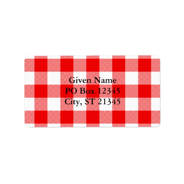 Étiquette Gingham rouge (Devant)