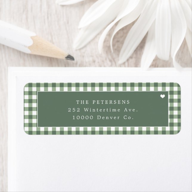 Étiquette Gingham vert personnalisé (En situation)