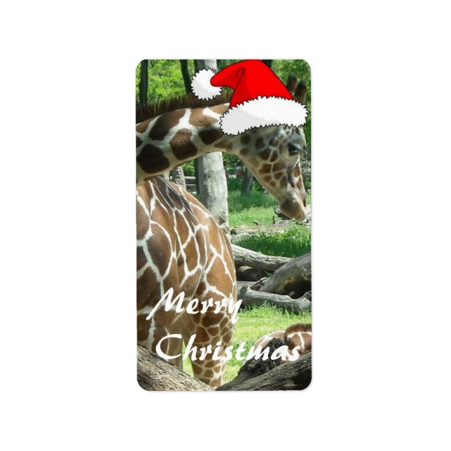 Étiquette Giraffe de Noël (Devant)