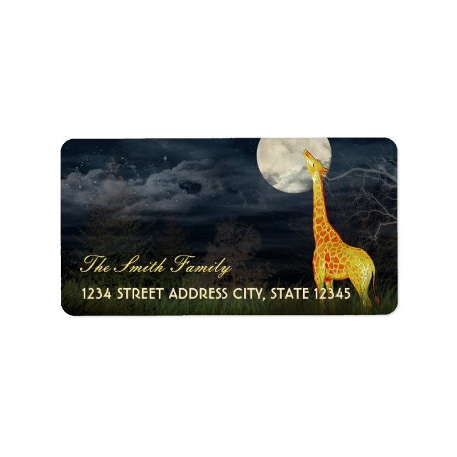 Étiquette Giraffe et Lune | Livraison personnalisée / Étique (Devant)