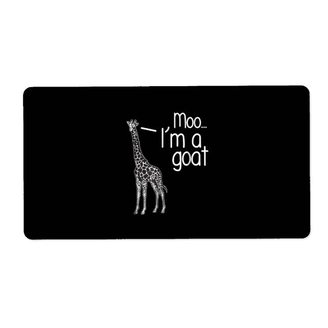 Étiquette Giraffe Moo Je suis une chèvre (Devant)