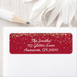 Étiquette Girl Script Burgundy Gold Mariage Adresse de retou