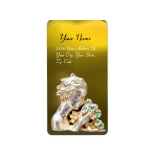 Étiquette GIRL WITH FLOWERS,gold yellow topaz