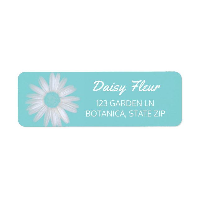 Étiquette Girly Aqua Turquoise | Aquarelle Fleurs Faisy (Devant)