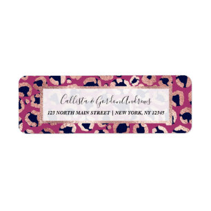 Étiquette Girly moderne Rose Gold Marine violet Empreinte de