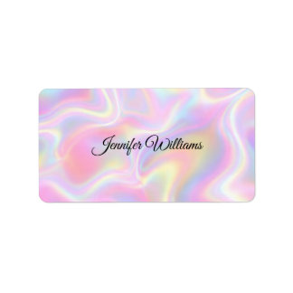 Étiquette Girly Vibrant Pastel Holographic Swirl Design     