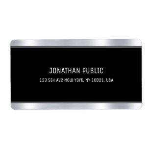 Étiquette Glam Black Silver Elegant Modèle Modern Shipping