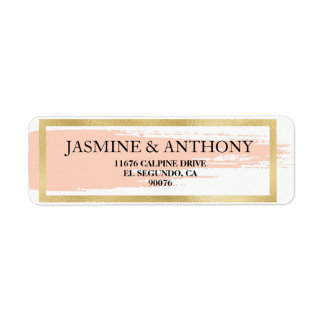 Étiquette Glam Blush Watercolor Splash Gold Frame Mariage