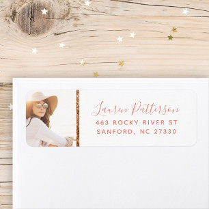 Étiquette Glam Custom Photo Graduation Adresse de retour